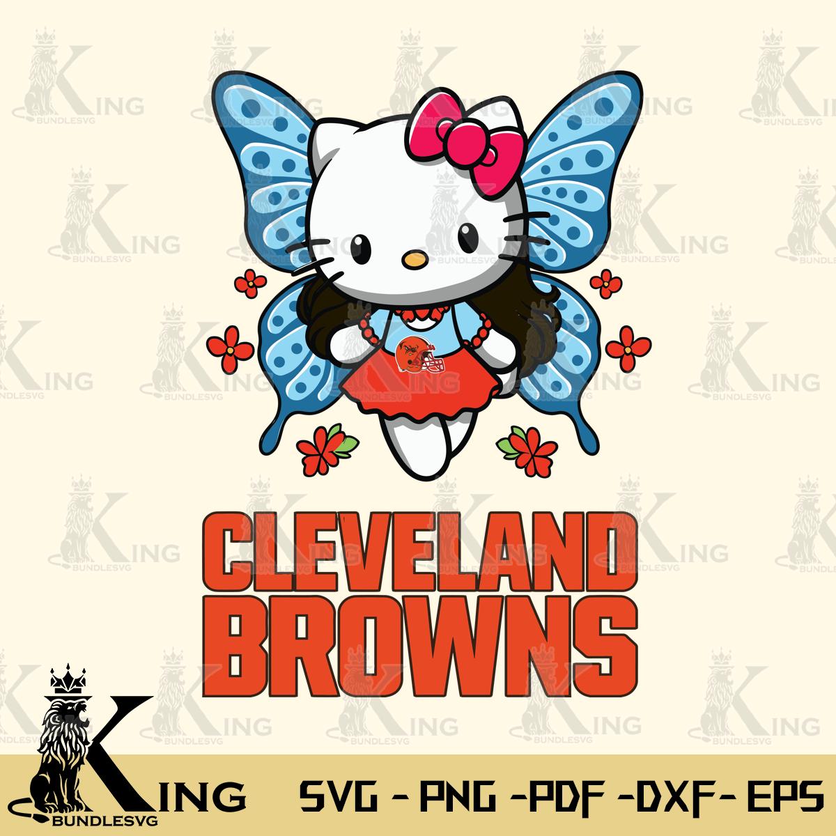 Cleveland Browns Butterfly Kitty Charm Svg Eps Dxf Png File, Digital Download