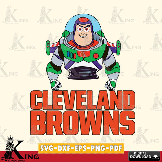 Artistic drawing of a Cleveland Browns Buzz Lightyear football, a digital clipart compatible with laser engraving and cutting.