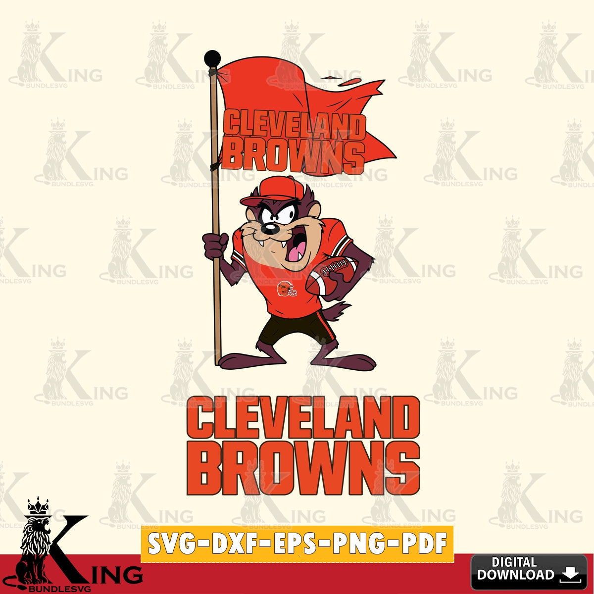 Cleveland Browns Football Taz Flag Art Cut file  , Digital Download , Instant Download, Looney Tunes svg, Football svg