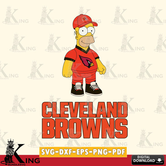 High-quality graphic of Cleveland Browns Homer Simpson playing football SVG cut file for personalized gifts and laser projects