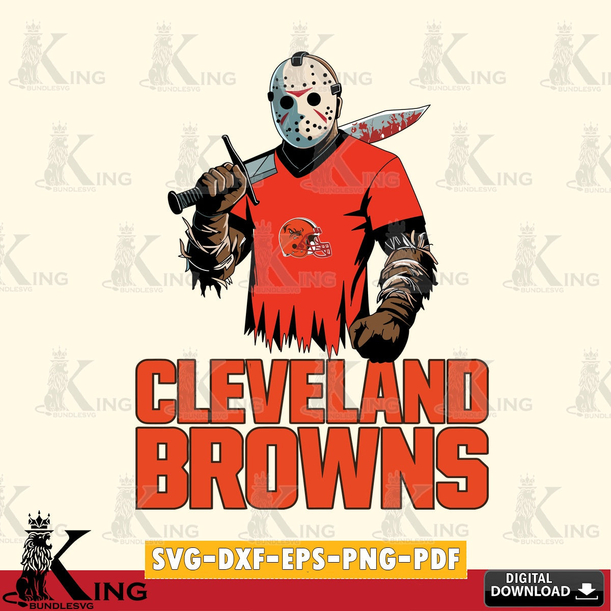 Stylish representation of Cleveland Browns Jason Voorhees Football, a vector illustration for POD merchandise and apparel