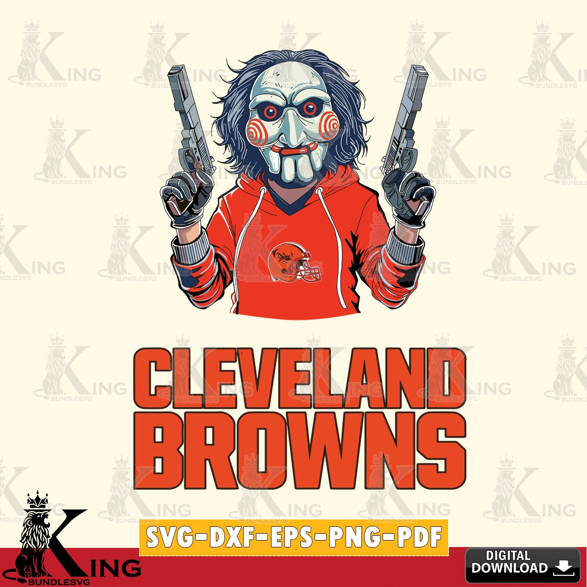 Unique artwork depicting a Cleveland Browns Jigsaw Billy Football, cut file ideal for vinyl projects and T-shirt printing