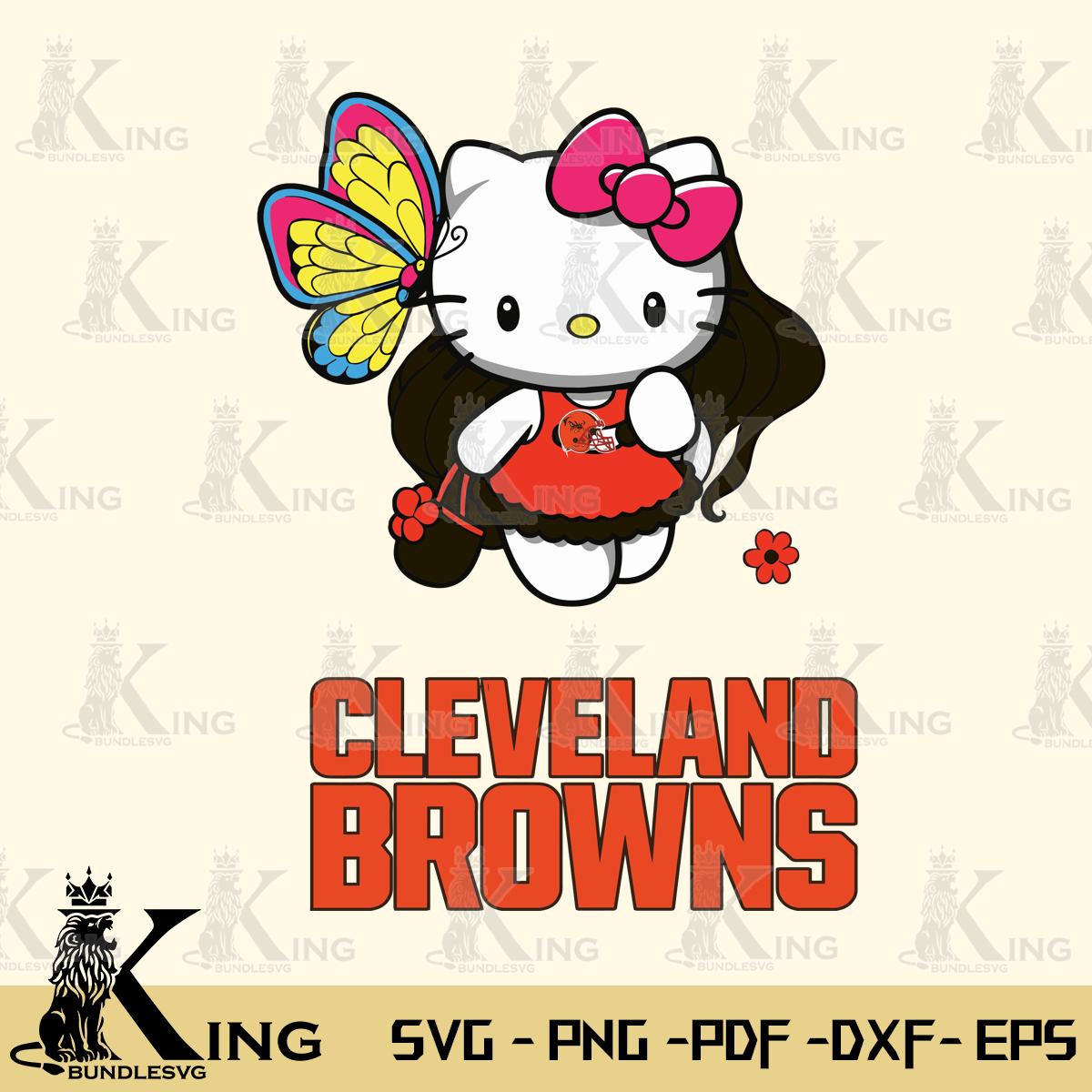 Cleveland Browns Kitty Cartoon Svg Eps Dxf Png File, Digital Download