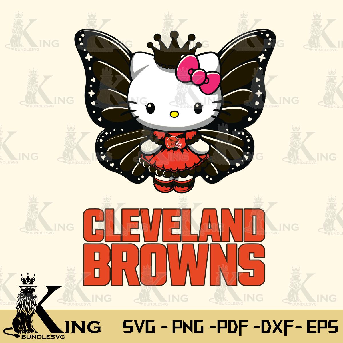 Cleveland Browns Kitty Wings & Flowers Svg Eps Dxf Png File, Digital Download