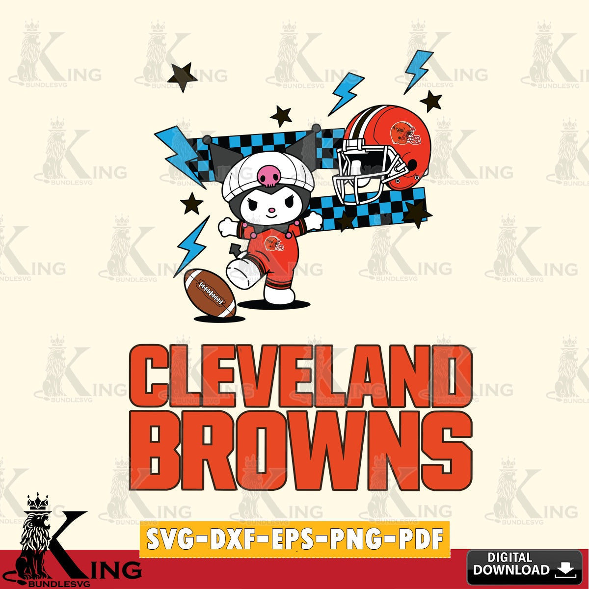 Cleveland Browns Kuromi Game Day SVG file, Cricut, Cut file  , Digital Download , Instant Download, Sanrio svg, Clipart