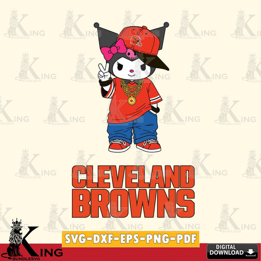 Cleveland Browns Kuromi Streetwear Style SVG file, Cricut, Cut file  , Digital Download , Instant Download, Sanrio svg, Clipart