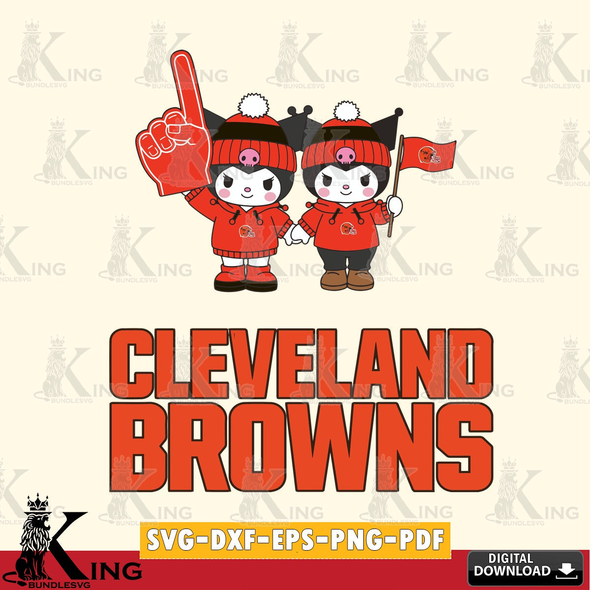 Cleveland Browns Kuromi rugby Fan SVG file, Cricut, Cut file  , Digital Download , Instant Download, Sanrio svg, Clipart
