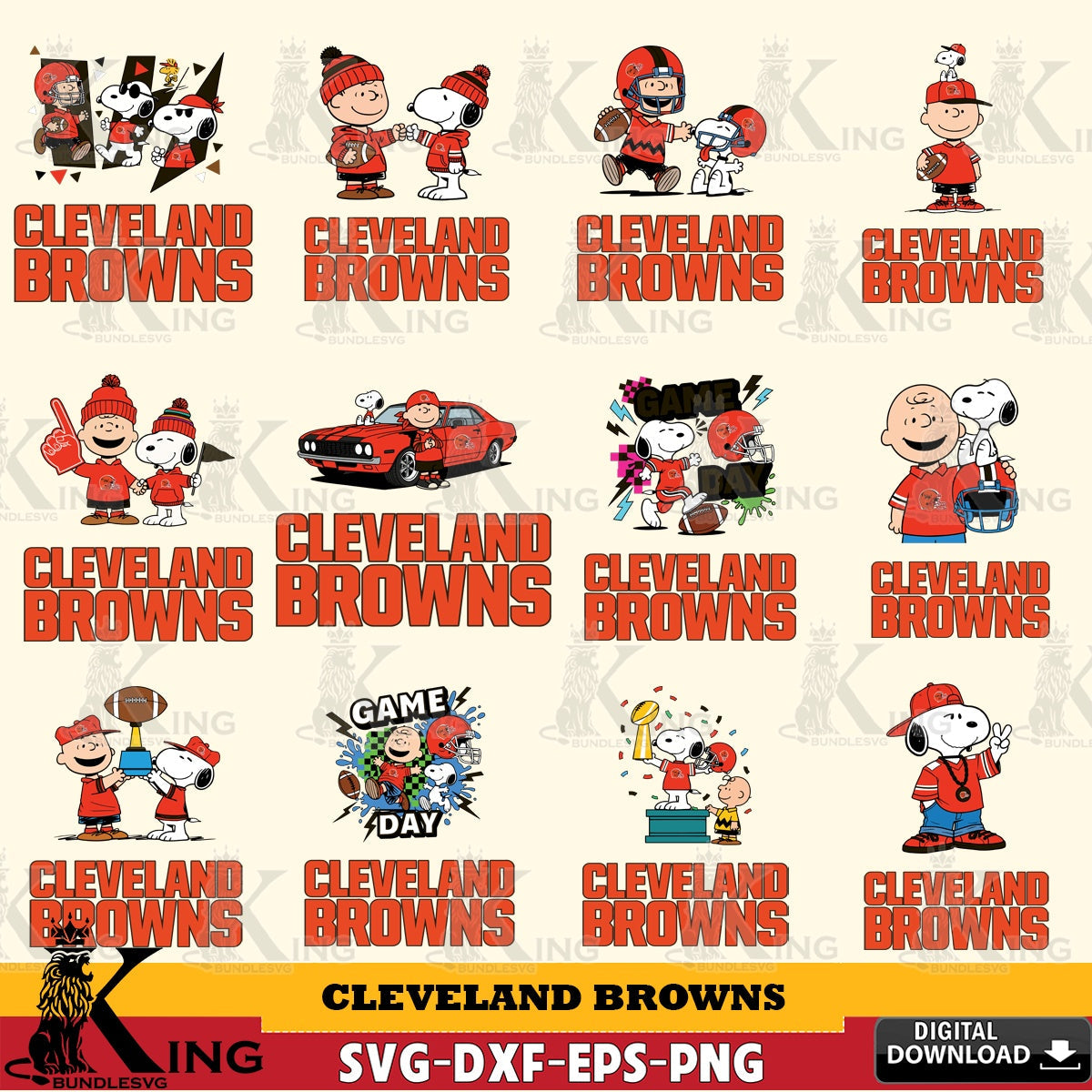 Cleveland Browns Peanuts Play Football NFL Bundle Cricut file , Cut file  , Digital Download , PDF File , Instant Download