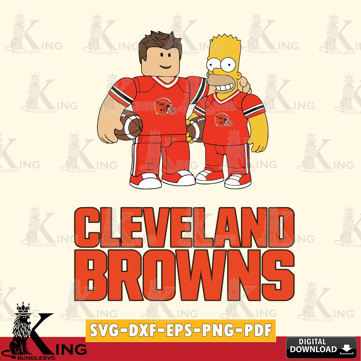 Cleveland Browns Roblox & Homer Simpson Football SVG file , Cricut, NFL  File cut , Digital Download , PDF File