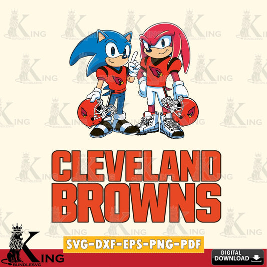 Artistic drawing of Cleveland Browns Sonic And Knuckles Football SVG PNG design suitable for Glowforge and laser cutting