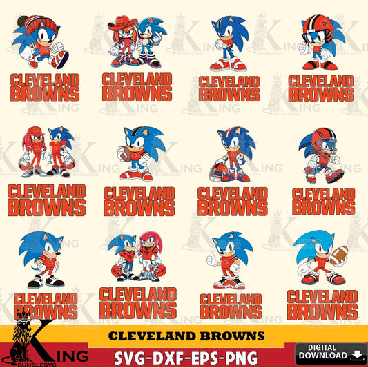 All-in-one bundle of Cleveland Browns Sonic & Knuckles NFL Football, versatile clip art for stickers, decals, and mugs.