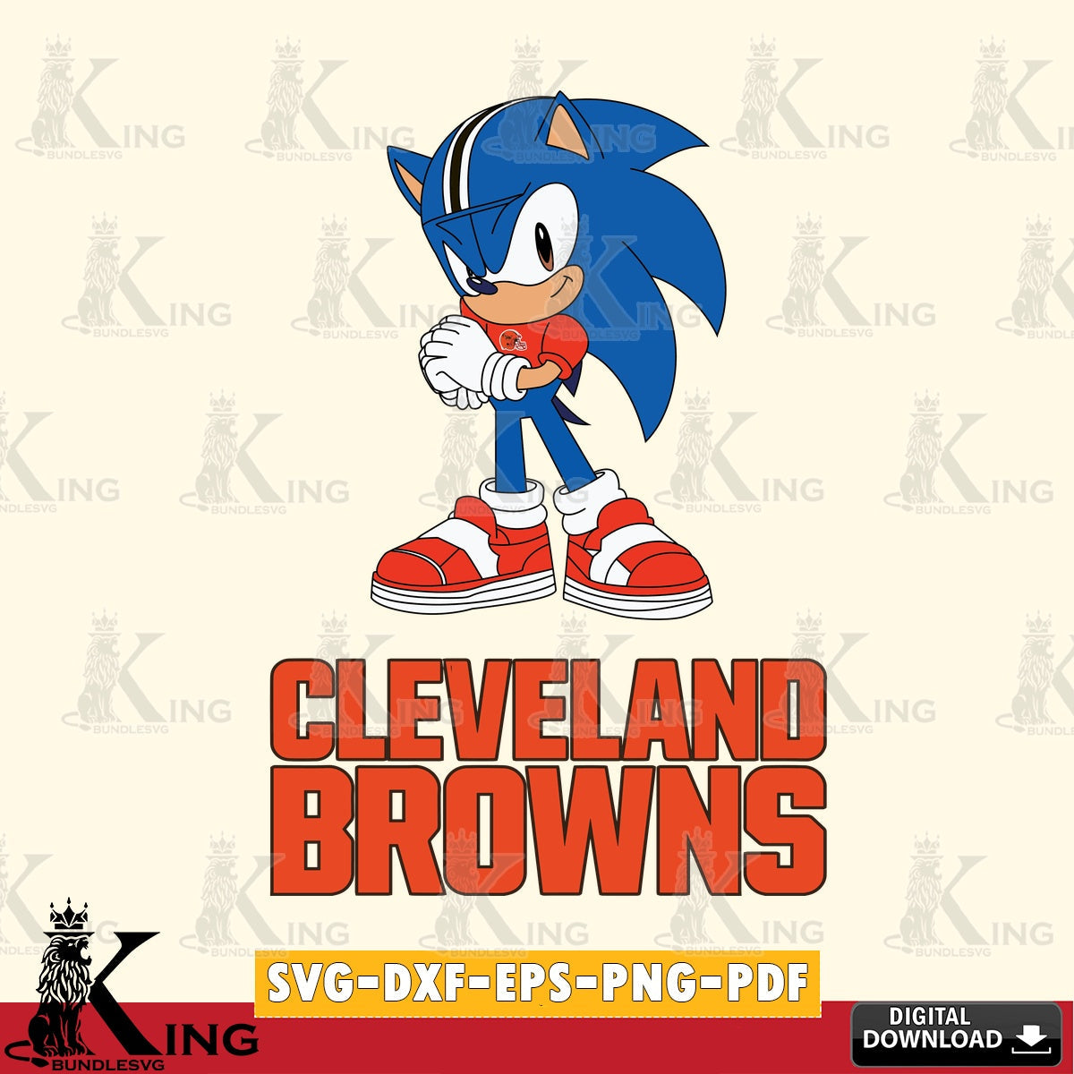Digital clipart of Cleveland Browns Sonic cute Football printable vector design for sublimation and crafts
