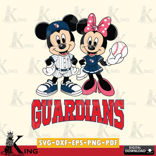 Cleveland Guardians Baseball Mickey Minnie Mouse SVG File, MLB for Cricut, Silhouette, Digital Download , file cut