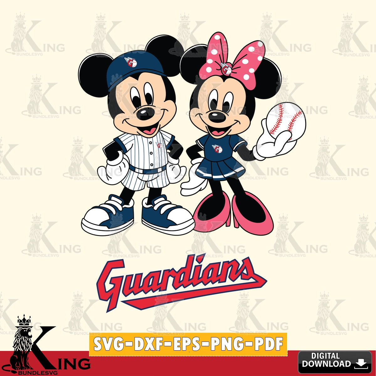 Cleveland Guardians Baseball Mickey Minnie Mouse SVG file , For Cricut,  File cut , Digital Download , PDF File, Cut Files