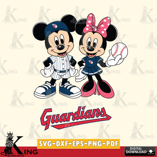 Cleveland Guardians Baseball Mickey Minnie Mouse SVG file , For Cricut,  File cut , Digital Download , PDF File, Cut Files