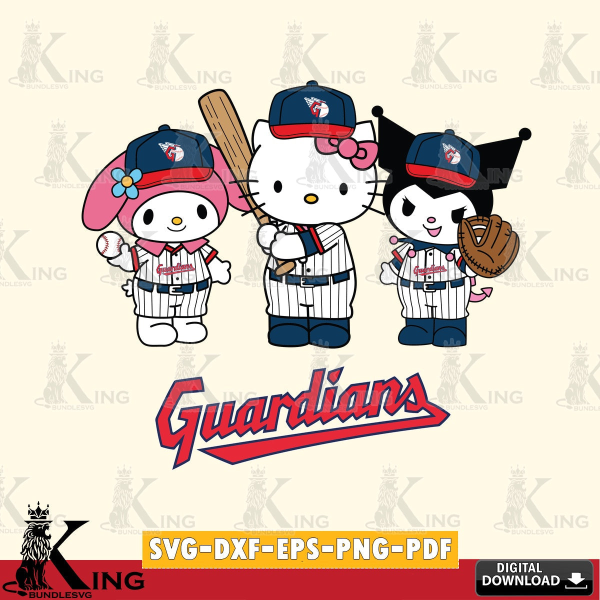 Unique artwork depicting a Cleveland Guardians Kawaii team baseball player crafting file for iron-on transfer and vinyl decals.