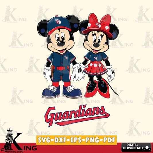 Cleveland Guardians Mickey Minnie Baseball SVG file , For Cricut,  File cut , Digital Download , PDF File, Cut Files
