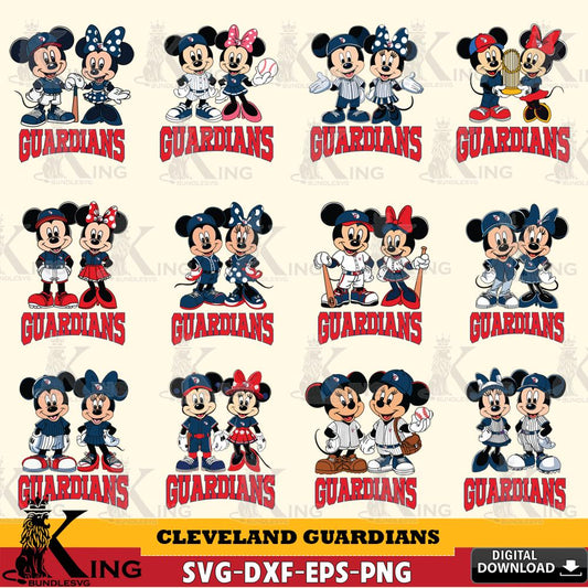 Cleveland Guardians Mickey Minnie MLB Bundle SVG DXF EPS PNG PDF, MLB for Cricut, Silhouette, Digital Download , file cut