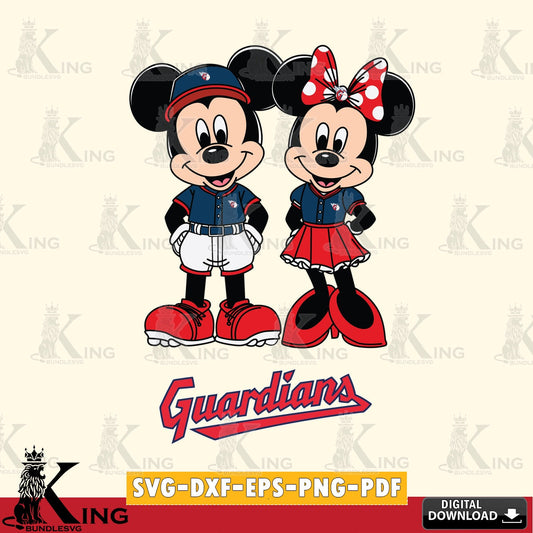 Cleveland Guardians Mickey Minnie Mouse Baseball SVG file , For Cricut,  File cut , Digital Download , PDF File, Cut Files