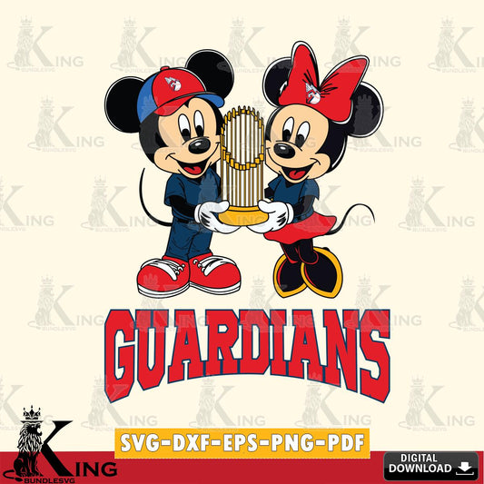 Cleveland Guardians Mickey Minnie Mouse Champions SVG File, MLB for Cricut, Silhouette, Digital Download , file cut