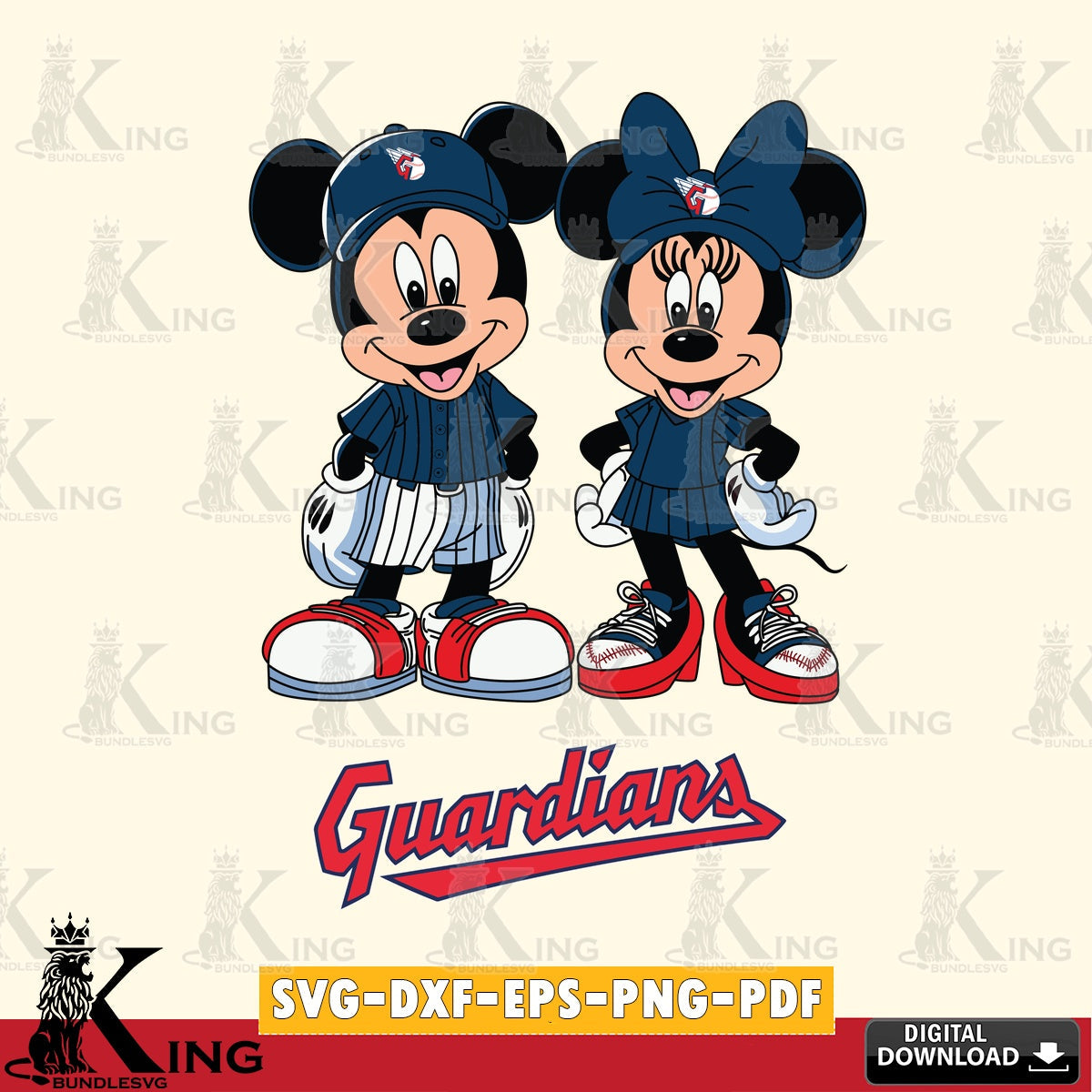Cleveland Guardians Mickey Minnie Mouse Fan SVG file , For Cricut,  File cut , Digital Download , PDF File, Cut Files
