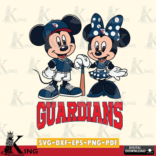 Cleveland Guardians Mickey Minnie Mouse Sport SVG File, MLB for Cricut, Silhouette, Digital Download , file cut
