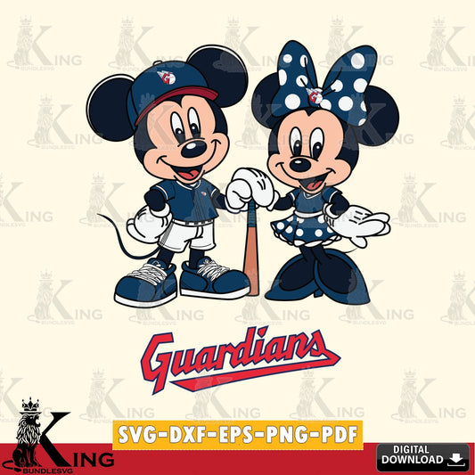 Cleveland Guardians Mickey Minnie Mouse Sport SVG file , For Cricut,  File cut , Digital Download , PDF File, Cut Files