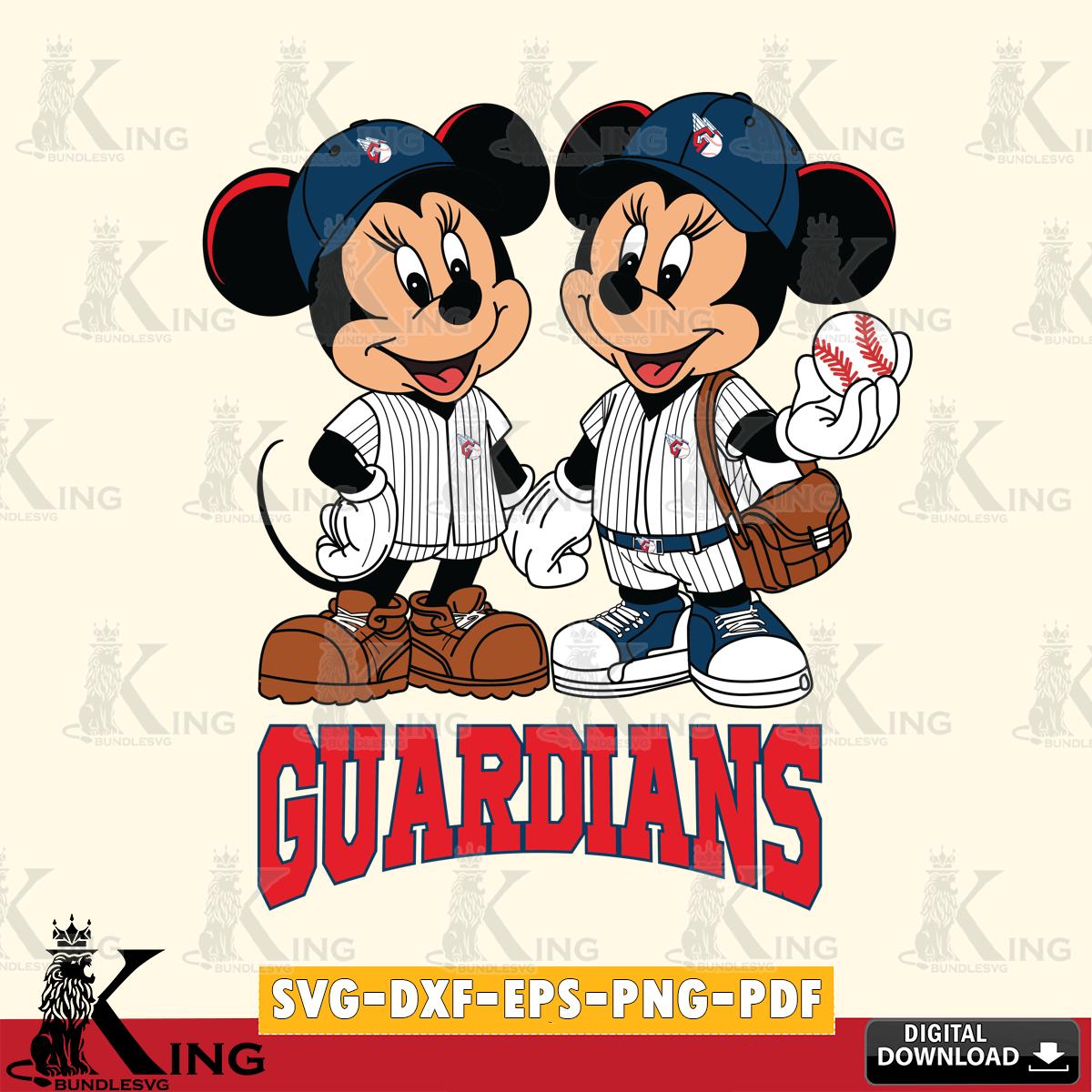 Cleveland Guardians Mickey Minnie Mouse couple SVG File, MLB for Cricut, Silhouette, Digital Download , file cut