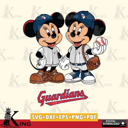 Cleveland Guardians Mickey Minnie Mouse couple SVG file , For Cricut,  File cut , Digital Download , PDF File, Cut Files