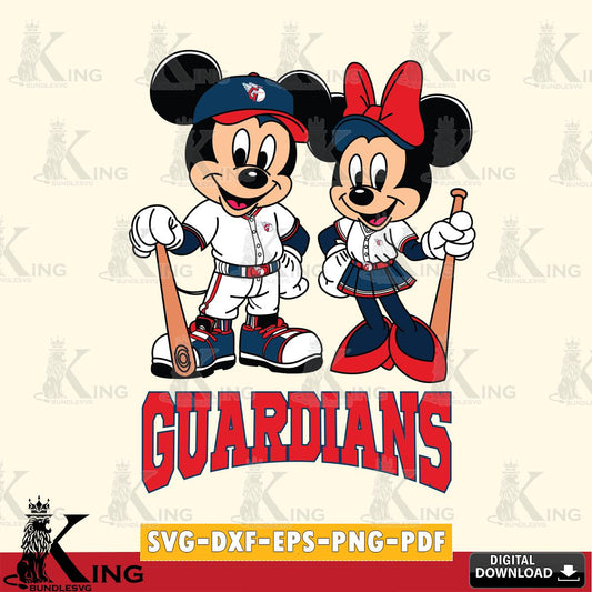 Cleveland Guardians Mickey Minnie Mouse player SVG File, MLB for Cricut, Silhouette, Digital Download , file cut