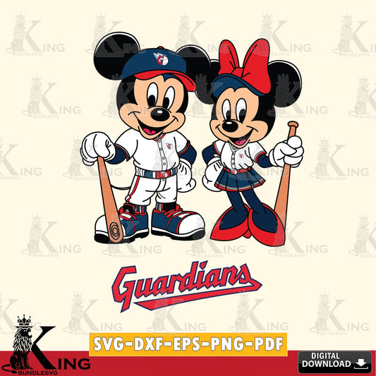 Cleveland Guardians Mickey Minnie Mouse player SVG file , For Cricut,  File cut , Digital Download , PDF File, Cut Files