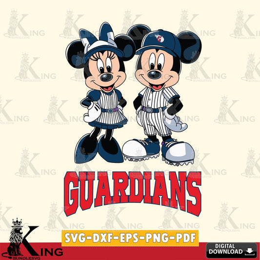 Cleveland Guardians Mickey Minnie Sport SVG File, MLB for Cricut, Silhouette, Digital Download , file cut