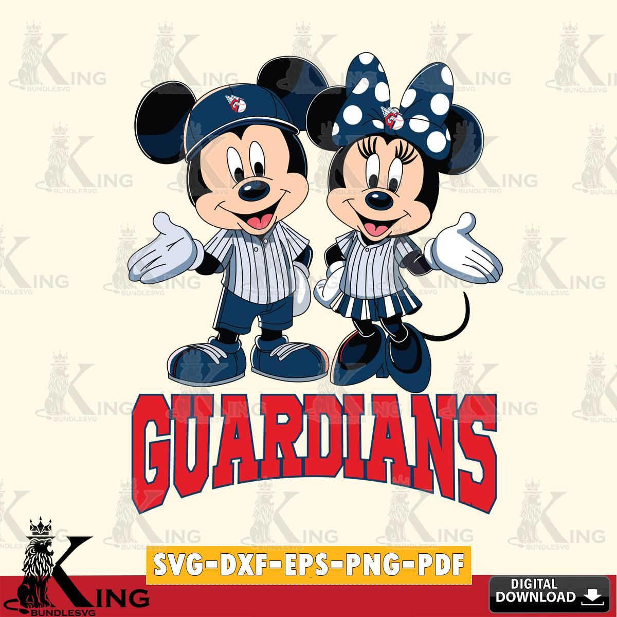 Cleveland Guardians Mickey Minnie couple SVG File, MLB for Cricut, Silhouette, Digital Download , file cut