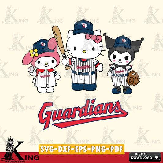 Premium pack containing Cleveland Guardians Squad kitty kuromi melody digital file for silhouette cameo and cricut projects