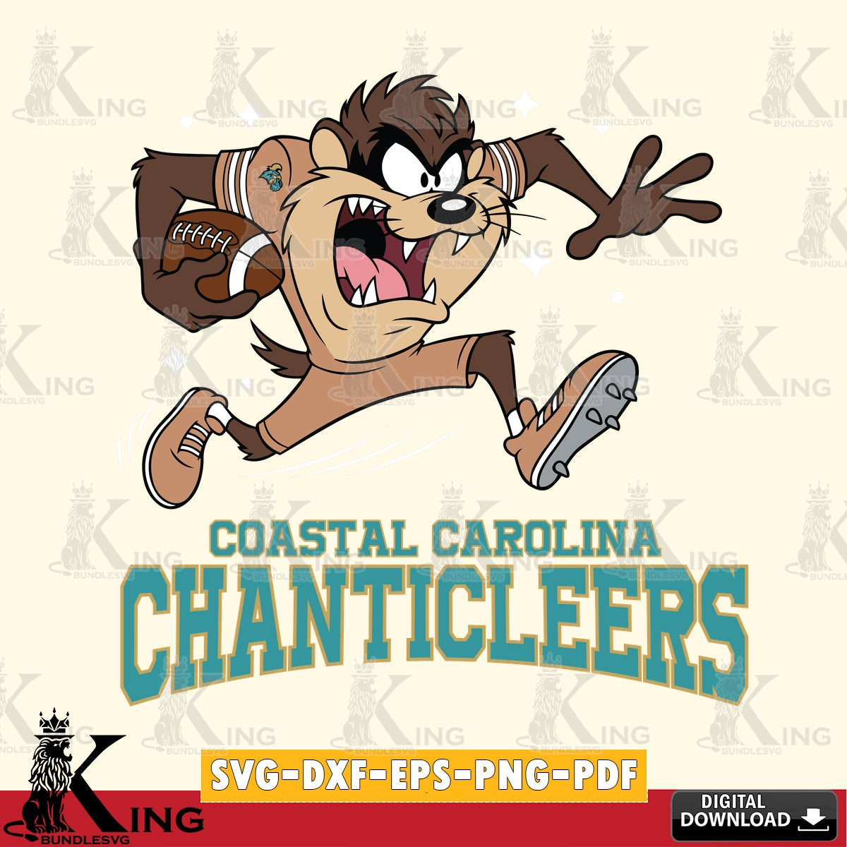 Coastal Carolina Chanticleers Angry Taz Football SVG file, Cut file  , Digital Download , Instant Download, Taz svg, NCAA svg