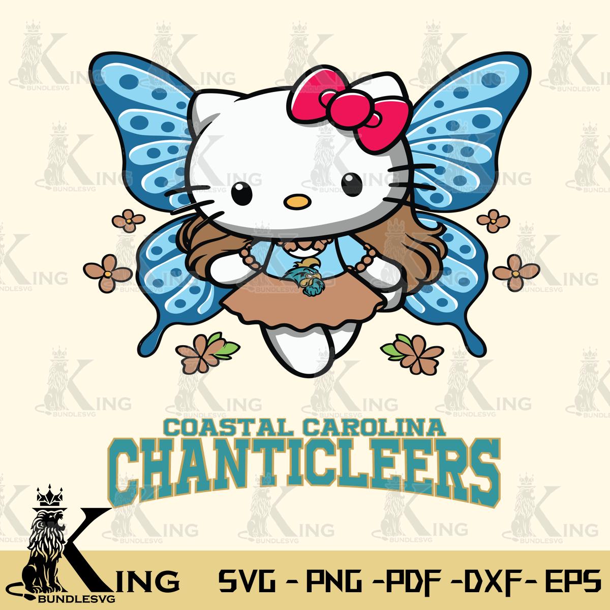 Coastal Carolina Chanticleers Butterfly Kitty Charm Svg Eps Dxf Png File, Digital Download