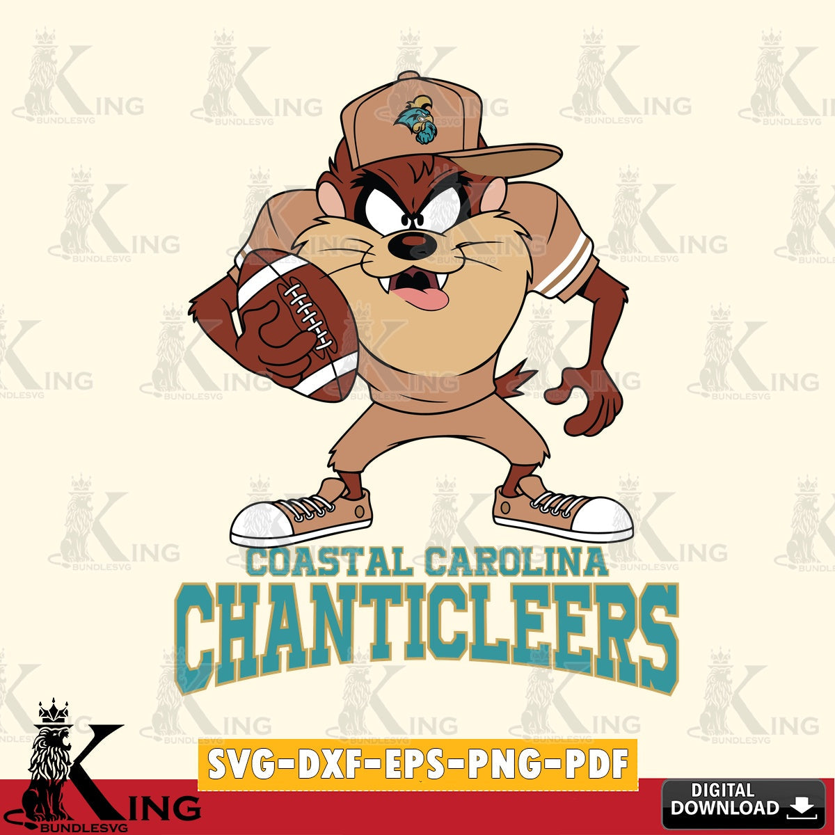 Coastal Carolina Chanticleers Đồng phục bóng đá Taz SVG file, Cut file  , Digital Download , Instant Download, Taz svg, NCAA svg