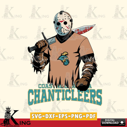 Detailed illustration of Coastal Carolina Chanticleers Jason Voorhees Football, NCAA vector illustration for POD merchandise and
