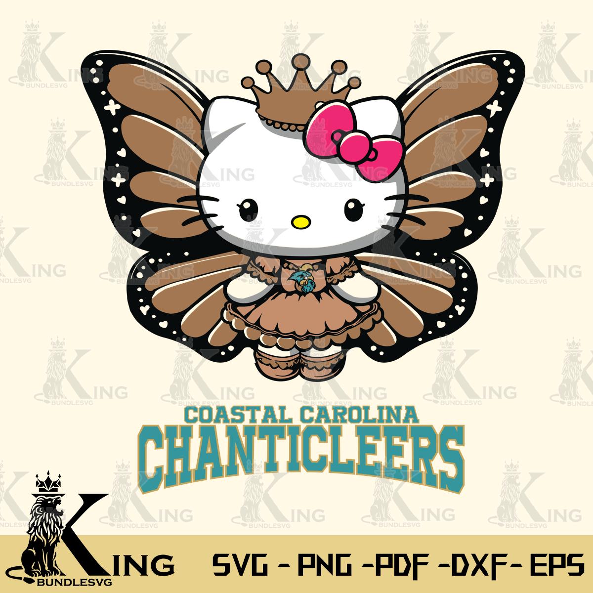 Coastal Carolina Chanticleers Kitty Wings & Flowers Svg Eps Dxf Png File, Digital Download