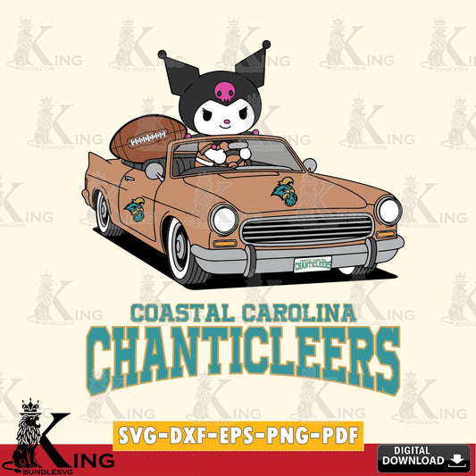 Coastal Carolina Chanticleers Kuromi Car Football Game SVG file, Cricut, Cut file  , Digital Download , Instant Download, Sanrio svg, Clipart