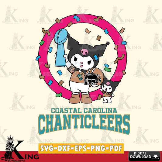 Coastal Carolina Chanticleers Kuromi Football Champion SVG file, Cricut, Cut file  , Digital Download , Instant Download, Sanrio svg, Clipart