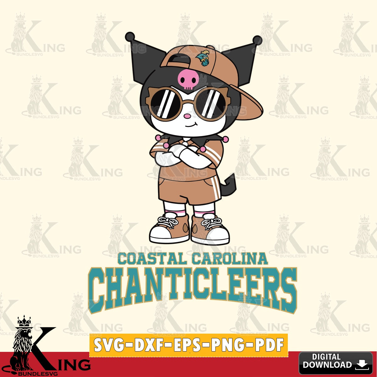 Coastal Carolina Chanticleers Kuromi Football Jersey SVG file, Cricut, Cut file  , Digital Download , Instant Download, Sanrio svg, Clipart