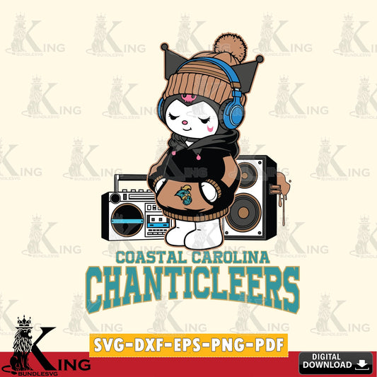 Coastal Carolina Chanticleers Kuromi Football Music SVG file, Cricut, Cut file  , Digital Download , Instant Download, Sanrio svg, Clipart