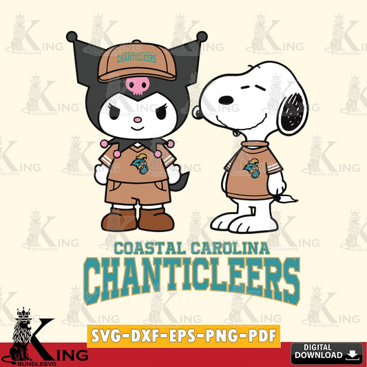 Coastal Carolina Chanticleers Kuromi Snoopy Football SVG file, Cricut, Cut file  , Digital Download , Instant Download, Sanrio svg, Clipart