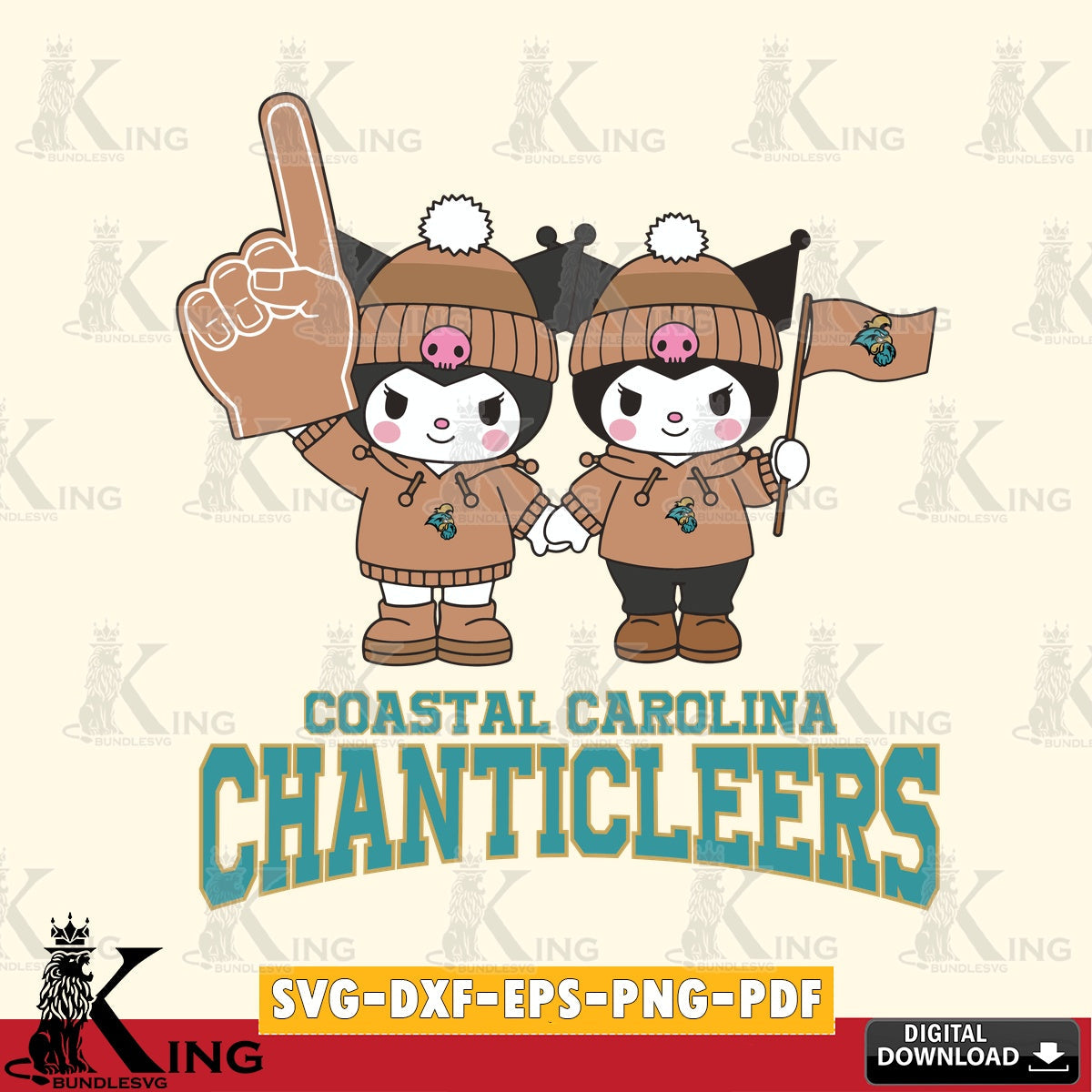 Coastal Carolina Chanticleers Kuromi rugby Fan SVG file, Cricut, Cut file  , Digital Download , Instant Download, Sanrio svg, Clipart