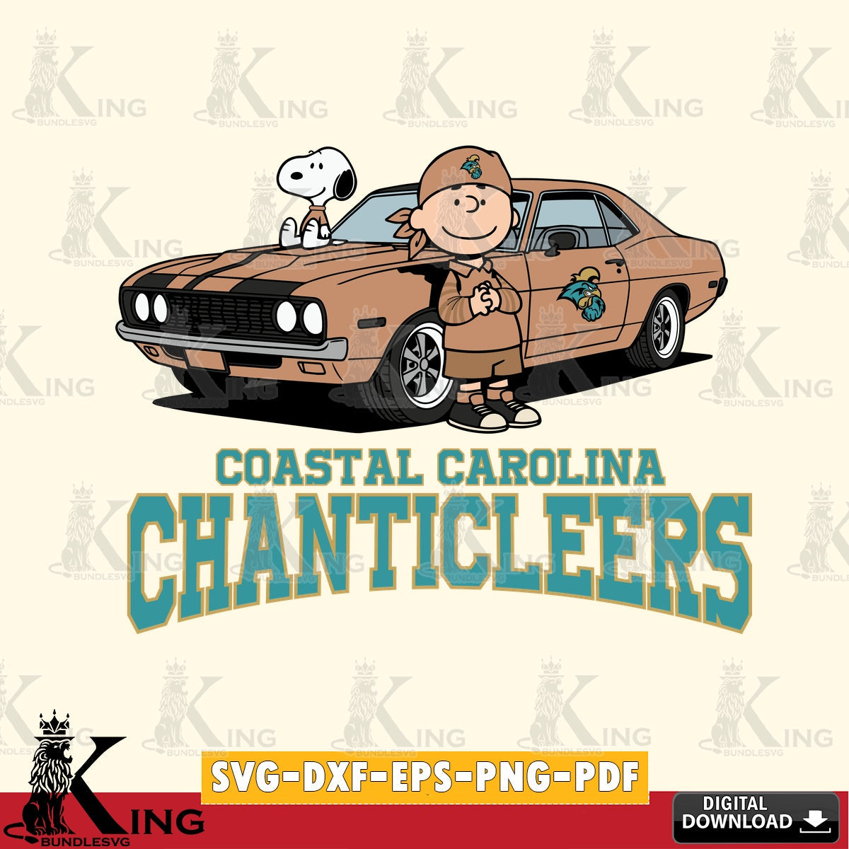 Coastal Carolina Chanticleers Peanuts Muscle Car SVG, Cricut, Cut file  , Digital Download , Instant Download, Peanuts svg, NCAA svg, Football svg, Sport svg