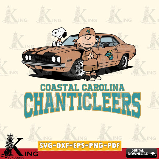 Coastal Carolina Chanticleers Peanuts Muscle Car SVG, Cricut, Cut file  , Digital Download , Instant Download, Peanuts svg, NCAA svg, Football svg, Sport svg