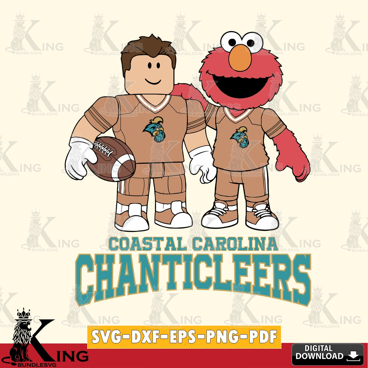 Coastal Carolina Chanticleers Roblox & Elmo Football SVG file , NCAA Cricut,  File cut , Digital Download , PDF File
