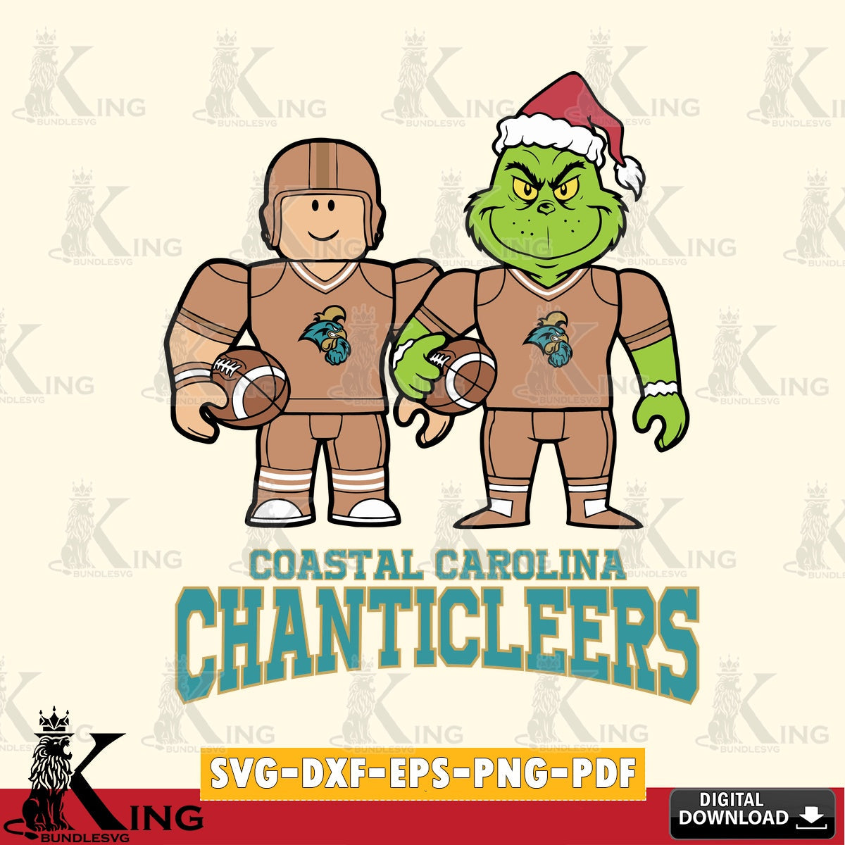 Coastal Carolina Chanticleers Roblox & Grinch Football SVG file , NCAA Cricut,  File cut , Digital Download , PDF File