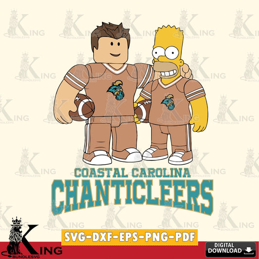 Coastal Carolina Chanticleers Roblox & Homer Simpson Football SVG file , NCAA Cricut,  File cut , Digital Download , PDF File